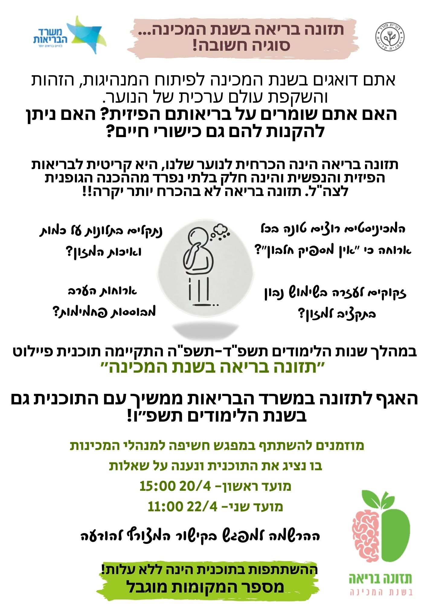 תוכנית תזונה בריאה בשנת המכינה - מפגש חשיפה 